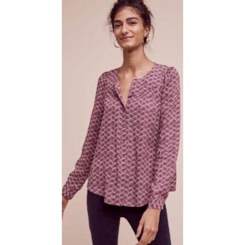 Anthropologie‎ Maeve Orli Long Sleeve Button Down Blouse